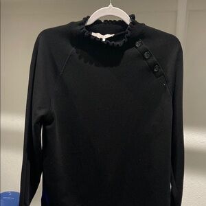 LOFT Black Ruffled Long Sleeve Hoodie